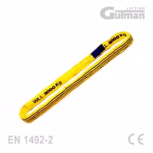 Endlos-Anschlagmittel 3T – detaillierte Ansicht des gestreckten gelben Gurtbandes