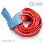 Poliesterska priveznica s omčom 5T - crvena gurtna za teške terete