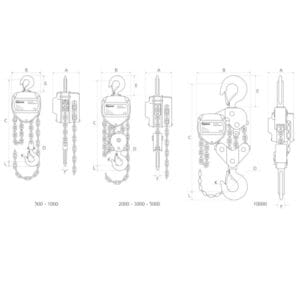 Ručne lančane dizalice GLE dimenzije_SVE