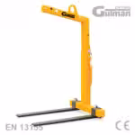 Gutman automatske kranske vilice žute boje za kamionske kranove, usklađene s EN 13155 standardom.