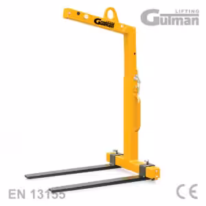 Gutman automatske kranske vilice žute boje za kamionske kranove, usklađene s EN 13155 standardom.