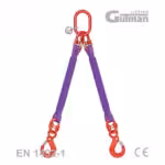 dvokraka trakasta poliesterska priveznica za dizanje, ovjesni komplet s kukom i osiguračem, više dimenzija i nosivosti