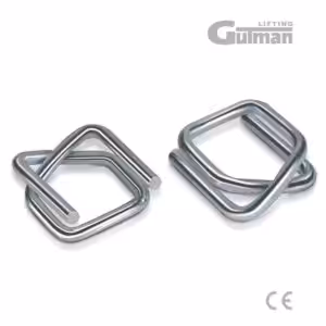 Par galvaniziranih čeličnih kopči za povezivanje poliesterskih i tekstilnih traka visokog sjaja.