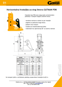 Horizontalne hvataljke za snop limova PDK