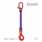 Jednokraka poliesterska trakasta priveznica za dizanje tereta, ovjesni komplet sa samozatvarajućom kukom, razne nosivosti i dužine