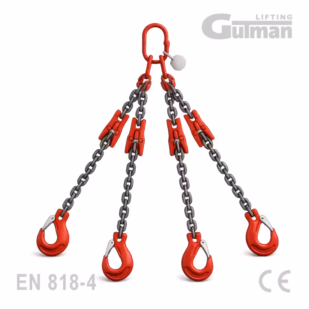 Lančana priveznica četverokraka KHLG s kukom s osiguranjem 2,36-17t - maksimalna stabilnost pri podizanju