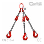 Lančana priveznica trokraka G80 s kukom s osiguranjem 2,36-17t - distribuirano podizanje mega tereta