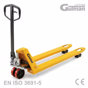 Ručni paletni viličar Gutman s produljenim vilicama za dugačke terete.