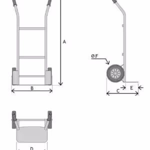 rucna transportna kolica 200kg tehnički crtež dimenzije