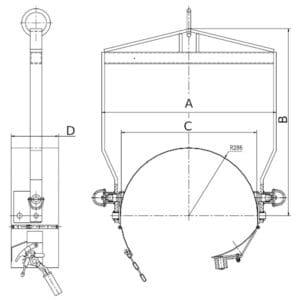 Ovjesna hvataljka za bačve OHB 800 dimenzije