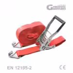 Profesionalni španer za teret 5T 50mm crvena poliesterska traka sa mehanizmom za zatezanje STF 300daN, LC 2500/5000daN za industrijski transport