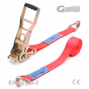 ERGO španer za teret 5T 50mm kompletan set sa narančastom poliesterskom gurtnom, ergonomskim zatezačem STF 500daN i J-kukama