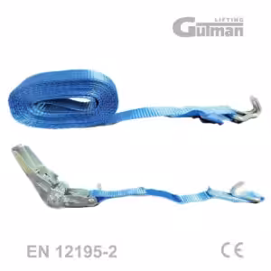 Tovorni dvižni trak 1T 25mm 6m moder poliesterski trak z mehanizmom za napenjanje (račna)