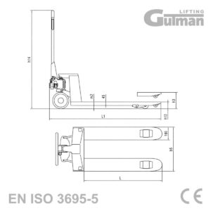Tehničke specifikacije i dimenzije ručnog viličara Gutman EN ISO 3695-5