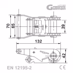 Španer za teret 2T 35mm - tehnički crtež mehanizma za zatezanje (račna) EN 12195-2