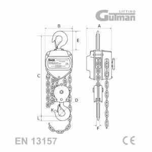 Tehnički nacrt s dimenzijama za flašencug 3000kg Gutman model GLE 3000.