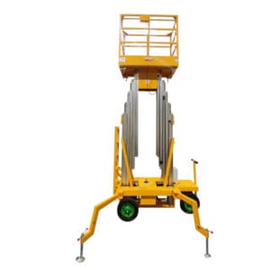 Dvostupna radna platforma za rad na visini do 12 metara – stabilna pokretna aluminijska platforma s dva stupa, nosivost 200 kg