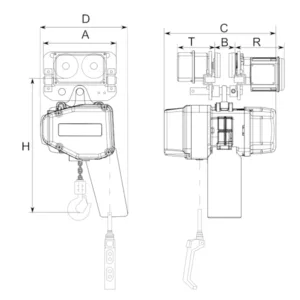 Dimenzije električne dizalice s ovjesnim kolicima EGLE 500kg